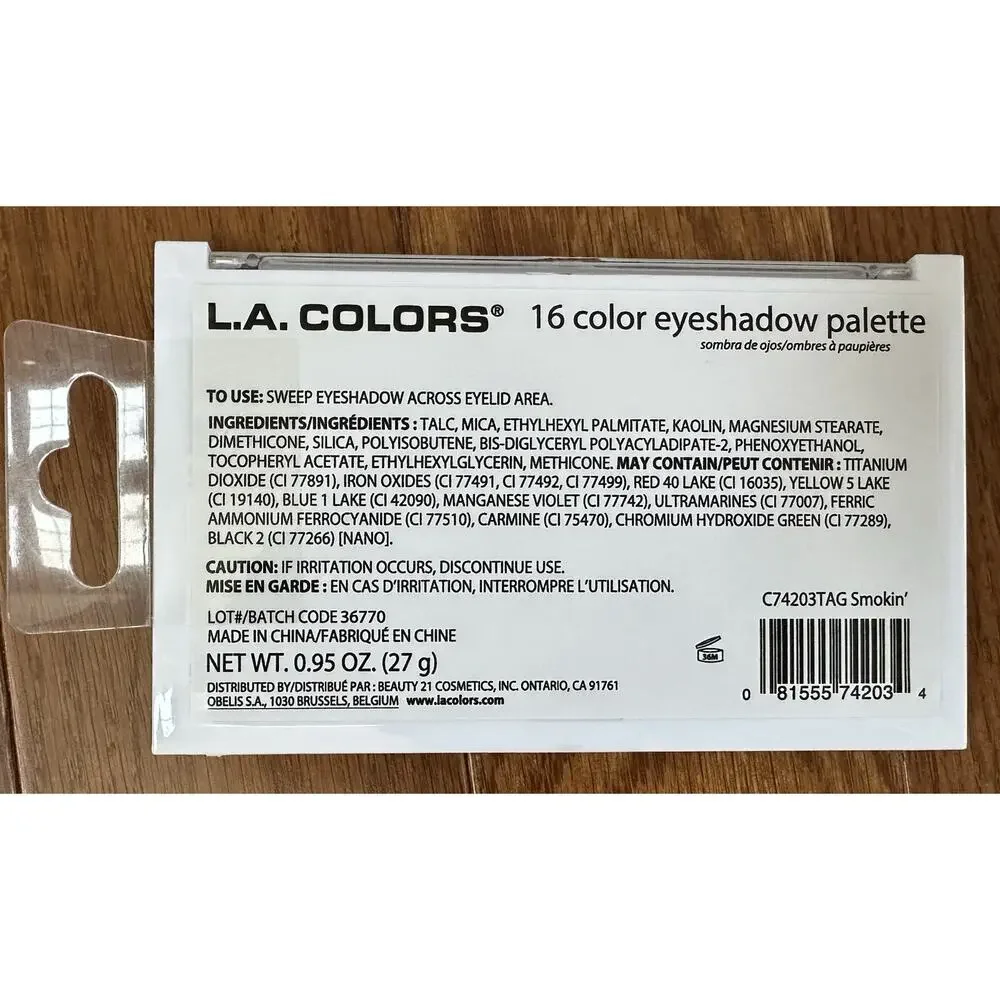 LA Colors 16 Color Eyeshadow Palette, Smokin', 0.95 Oz,‎ Powder